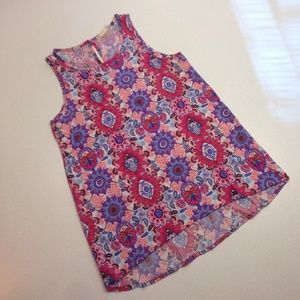 Like New Geometric Print Keyhole Back Tank